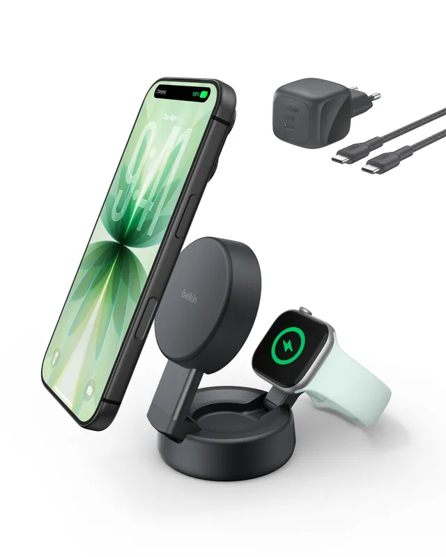 belkin-ultracharge-pro-caricatore-wireless-magnetico-2-in-1-qi2-25w-magsafe-per- image 1