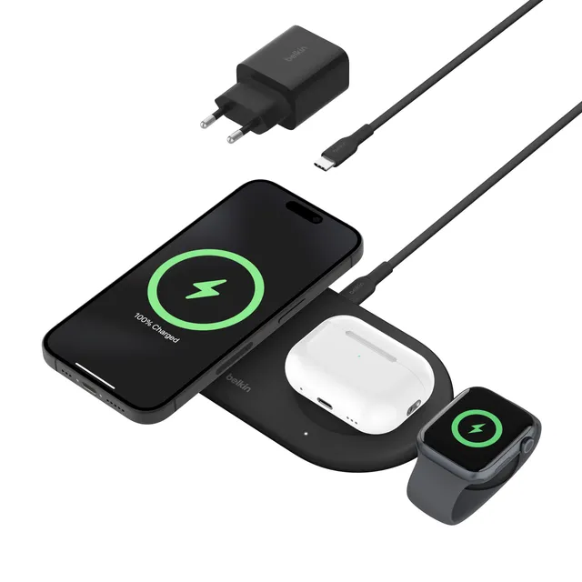 belkin-boostcharge-pro-tappetino-di-ricarica-wireless-3-in-1-qi2-15w-con-magneti image 1