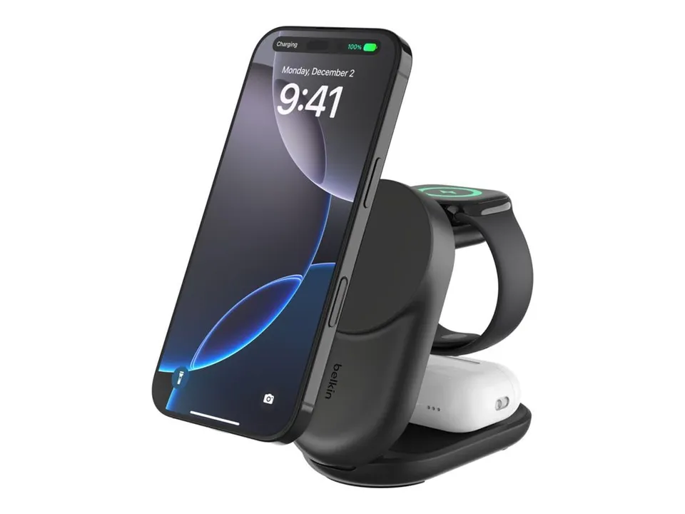 belkin-ultracharge-25w-qi2-stazione-di-ricarica-wireless-3-in-1-magnetica-nero-p image 1