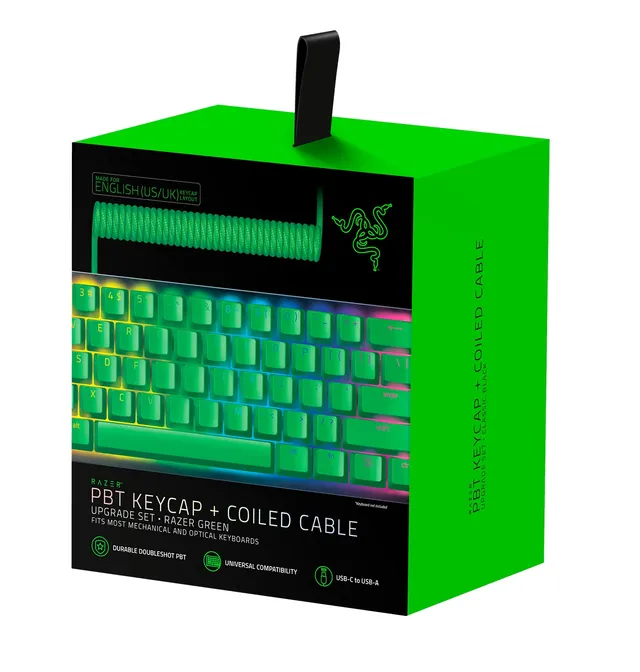 razer-pbt-keycap-coiled-cable-upgrade-set-doubleshot-pbt-verde-120-tasti-usb-c-a image 1