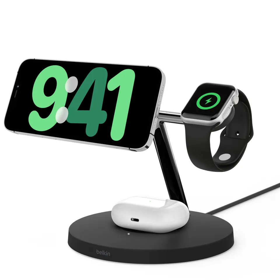 belkin-boostcharge-pro-3-in-1-wireless-charging-stand-con-qi2-15-w-stazione-di-r image 1