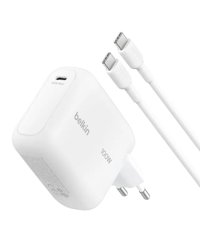 belkin-boostcharge-caricatore-usb-c-gan-100w-con-cavo-usb-c-1-5-m-incluso-bianco image 1
