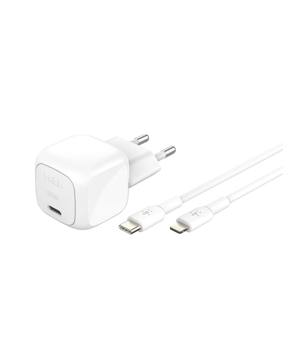 belkin-boostcharge-30-w-caricabatterie-da-muro-usb-c-pd-3-1-con-cavo-usb-c-light image 1