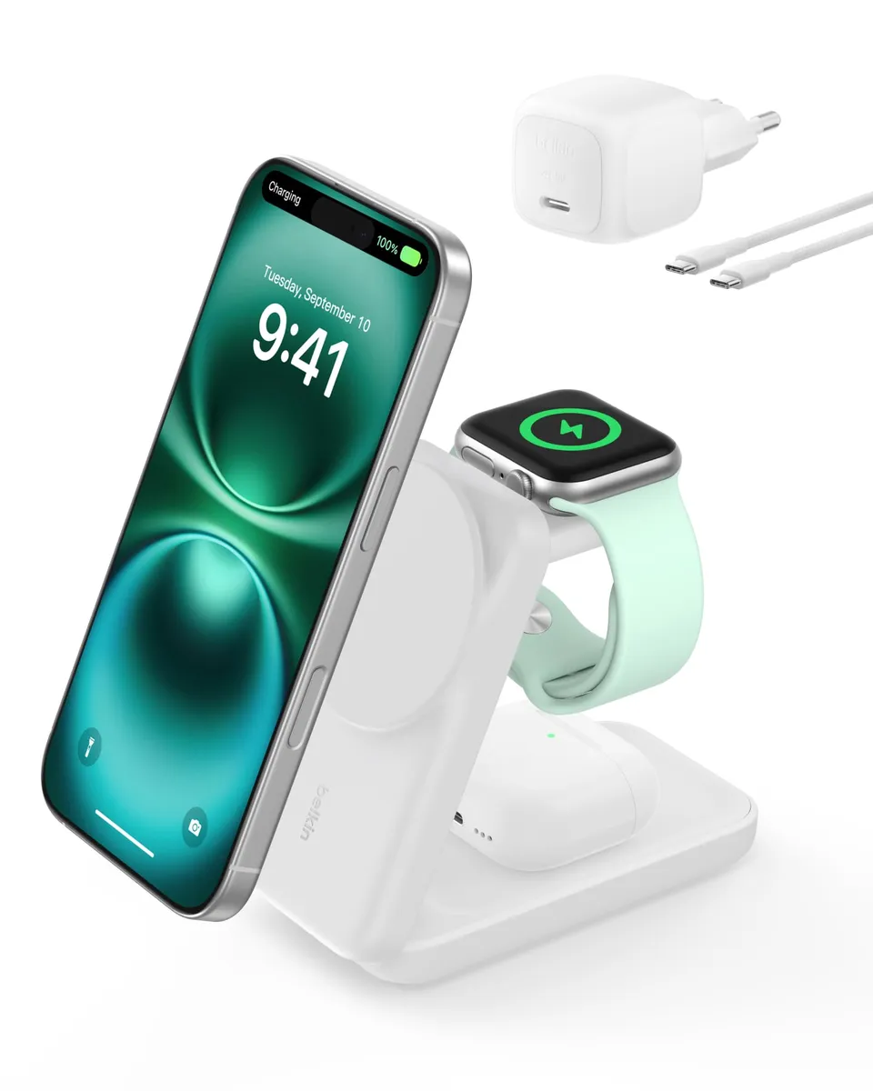 belkin-ultracharge-pro-caricatore-wireless-magnetico-qi2-3-in-1-25w-compatibile- image 1