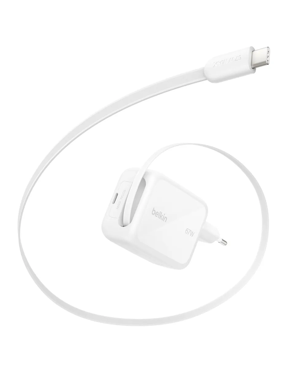 belkin-caricabatterie-usb-c-gan-67w-con-cavo-usb-c-retrattile-1m-e-porta-usb-c-r image 1