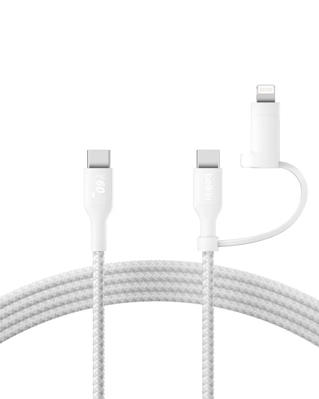 belkin-boostcharge-cavo-di-ricarica-2-in-1-usb-c-e-lightning-intrecciato-60-w-ri image 1