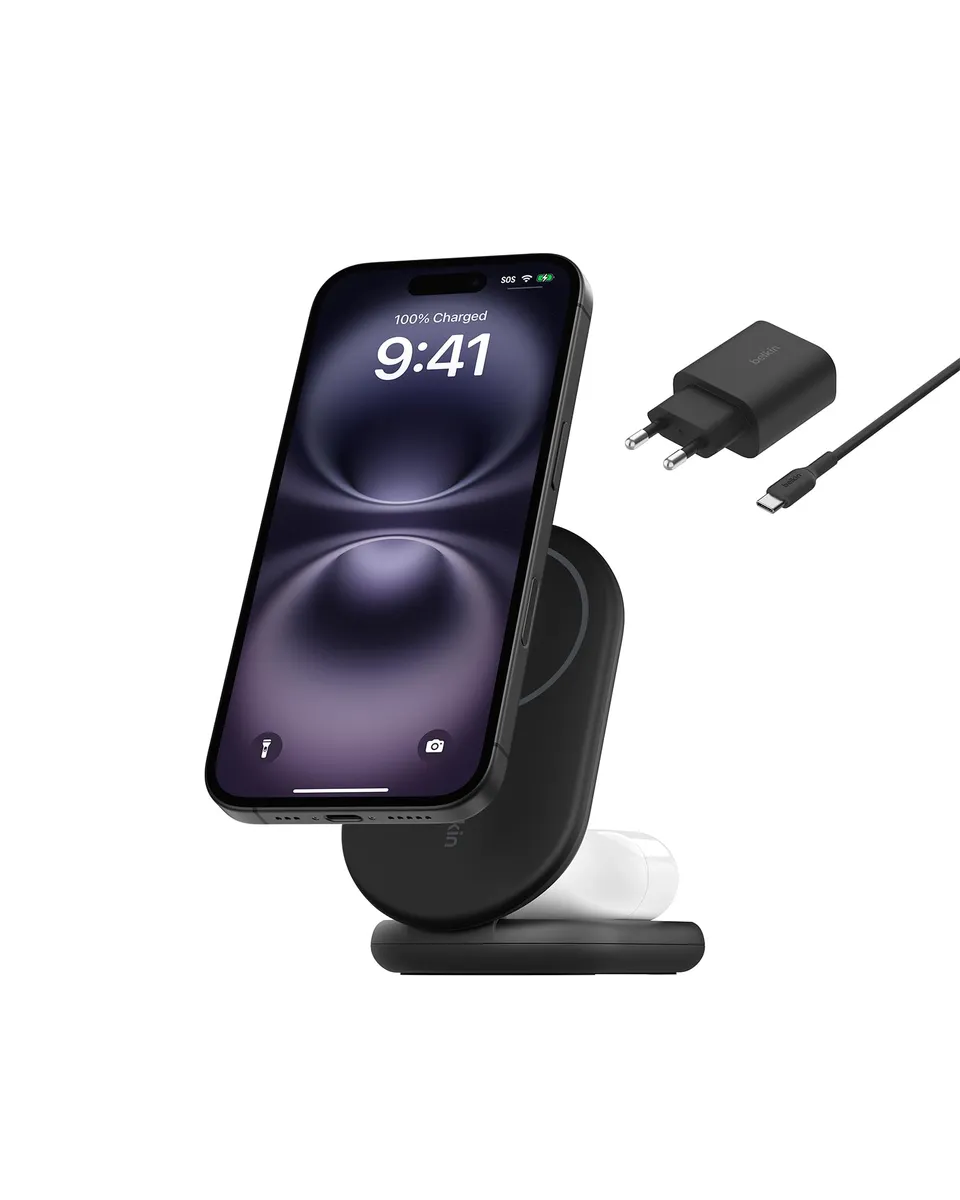 belkin-boostcharge-caricabatterie-magnetico-pieghevole-2-in-1-qi2-15w-compatibil image 1