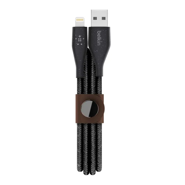 belkin-duratek-plus-cavo-lightning-a-usb-a-con-cinturino-in-pelle-3-m-nero image 1