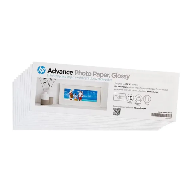 hp-advanced-49v51a-carta-fotografica-lucida-250-g-m-10x30-cm-confezione-da-10-fo image 1