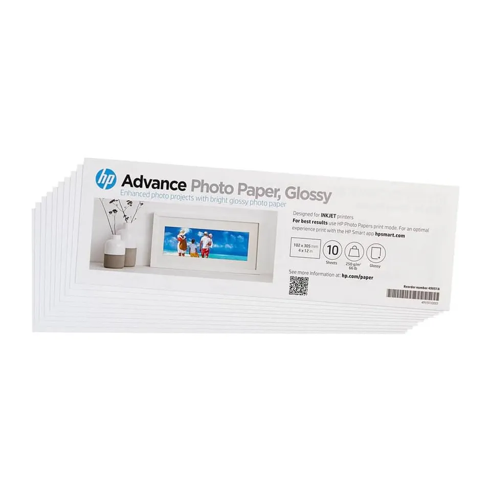 hp-advanced-49v51a-carta-fotografica-lucida-250-g-m-10x30-cm-confezione-da-10-fo image 1