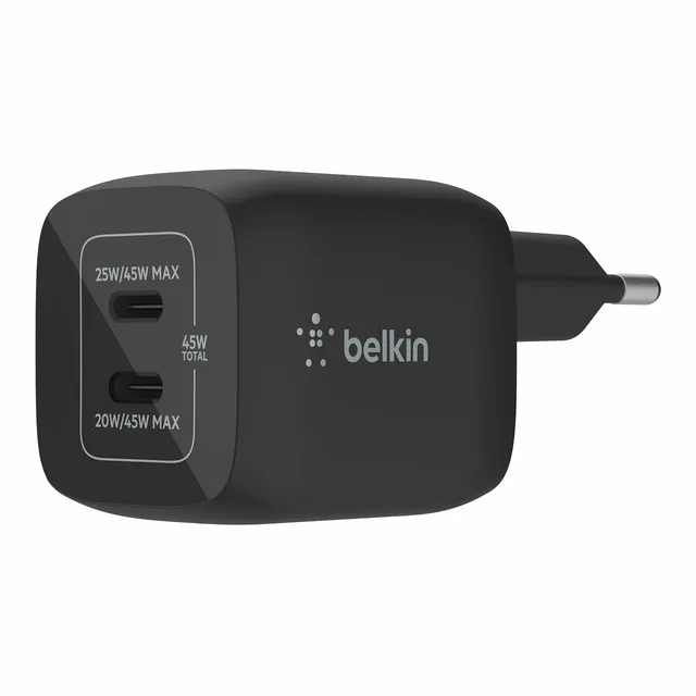 belkin-45w-dual-usb-c-gan-wall-charger-caricatore-da-parete-doppio-usb-c-pd-3-0- image 1
