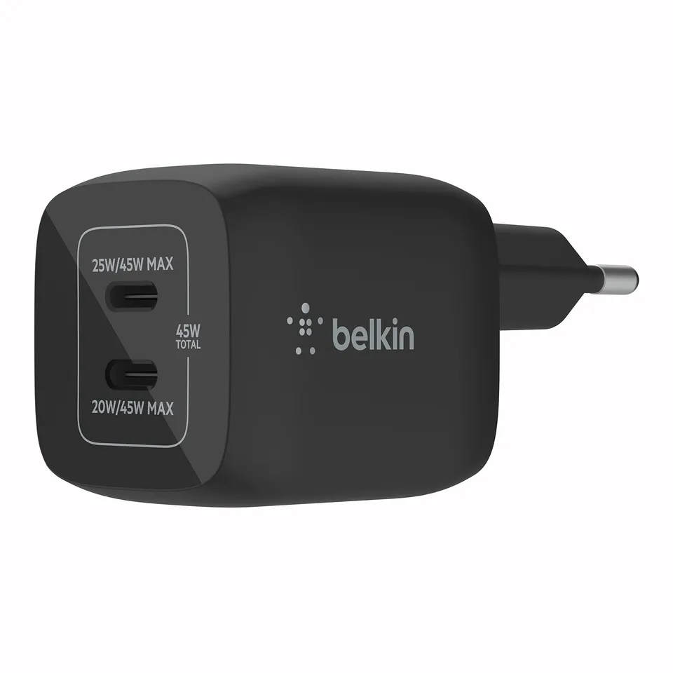 belkin-45w-dual-usb-c-gan-wall-charger-caricatore-da-parete-doppio-usb-c-pd-3-0- image 1