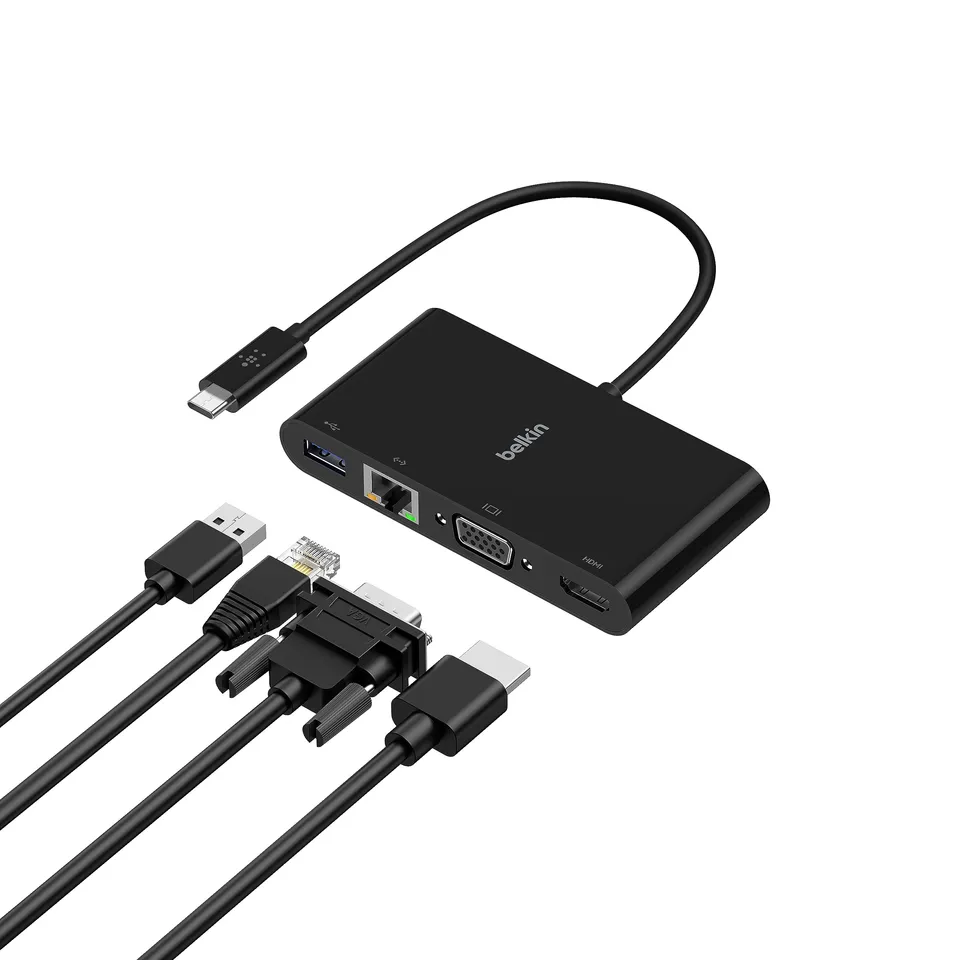 belkin-usb-c-multimedia-adapter-hub-con-hdmi-4k-vga-usb-a-3-0-e-gigabit-ethernet image 1