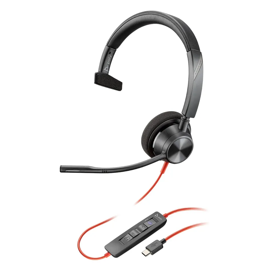 poly-blackwire-3310-cuffia-monoaurale-cablata-usb-a-usb-c-con-microfono-anti-rum image 1