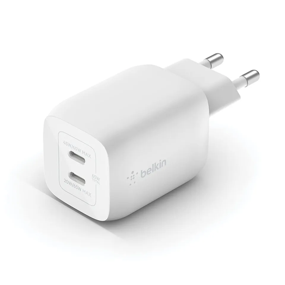 belkin-doppio-caricabatterie-da-parete-usb-c-65-w-gan-ricarica-rapida-pd-3-0-con image 1