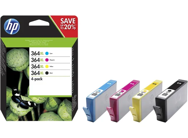 hp-364xl-n9j74ae-confezione-4-cartucce-inchiostro-originali-xl-nero-ciano-giallo image 1