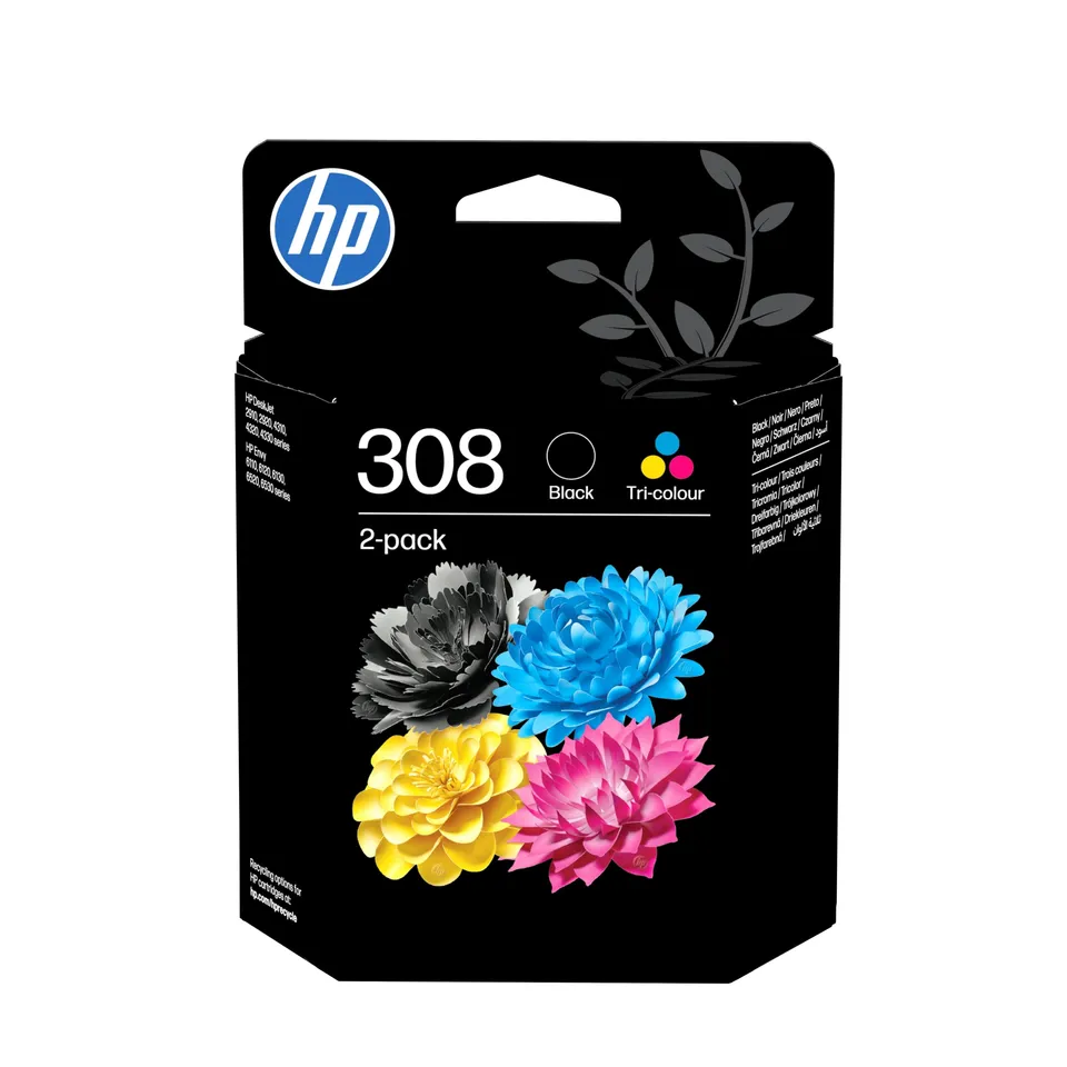 hp-308-nero-e-tricromia-6l6s6ue-confezione-da-2-cartucce-originali-con-testina-i image 1