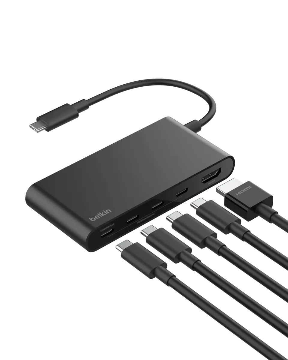 belkin-hub-usb-c-a-5-porte-con-hdmi-4k-60hz-power-delivery-100w-e-dati-10gbps-pe image 1