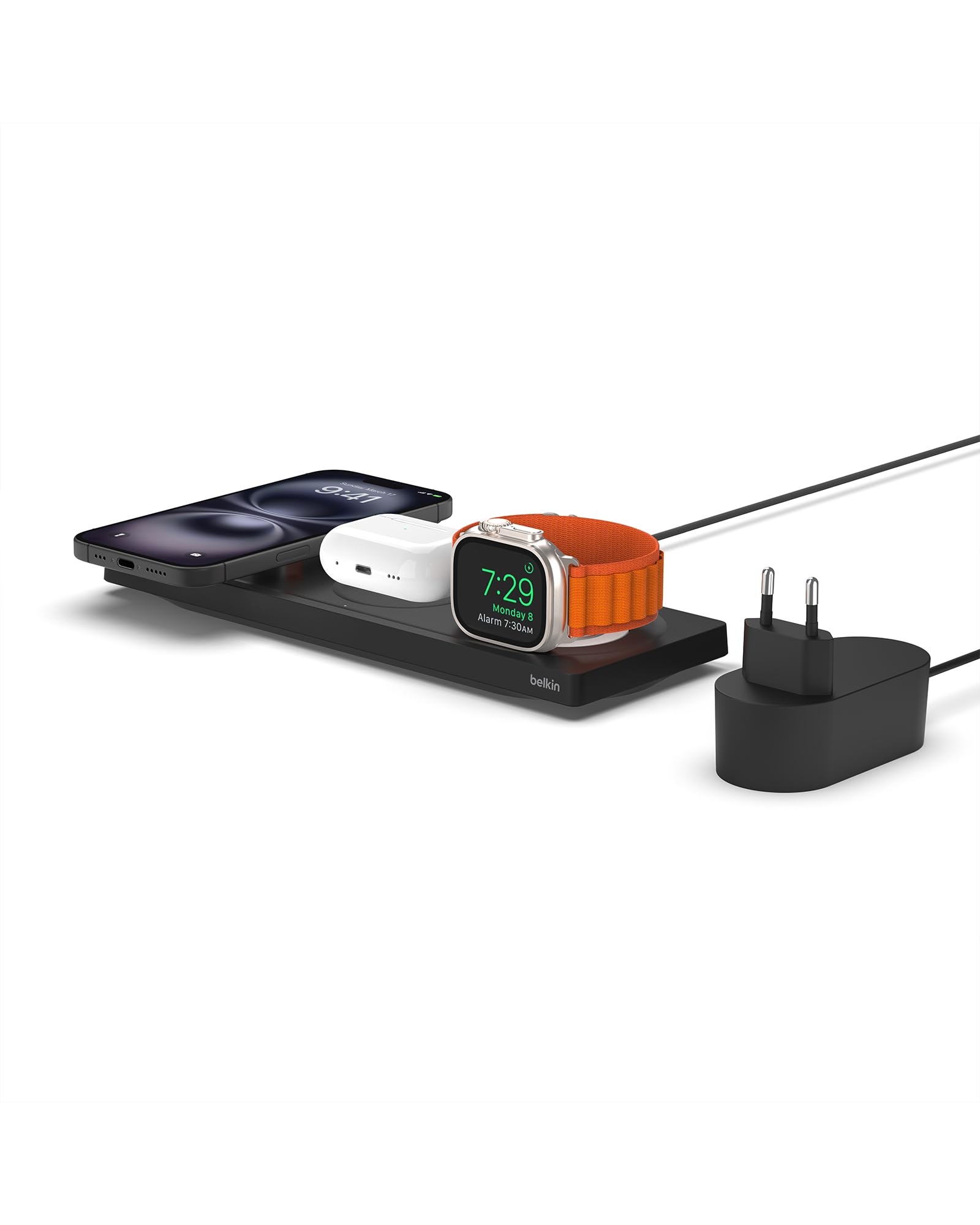 belkin-3-in-1-wireless-charger-con-magsafe-tappetino-di-ricarica-rapida-mfi-per- image 1