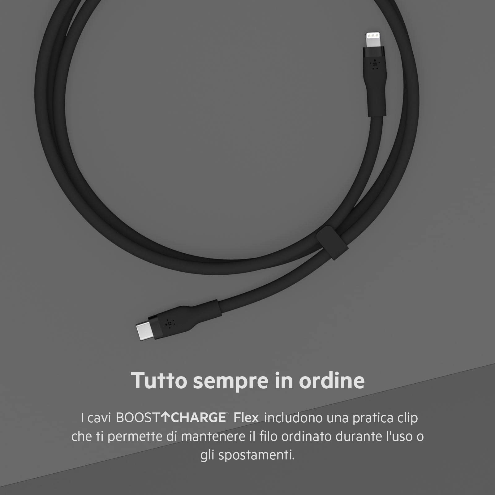 belkin-boostcharge-flex-cavo-usb-c-a-lightning-in-silicone-da-3-m-mfi-ricarica-r image 5