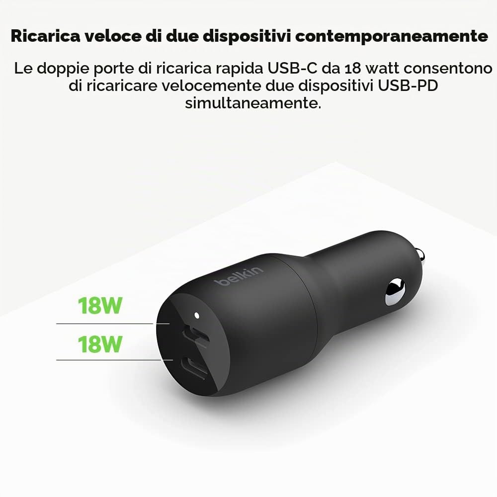 belkin-36w-dual-usb-c-pd-car-charger-dual-18w-power-delivery-car-charger-for-iph image 4