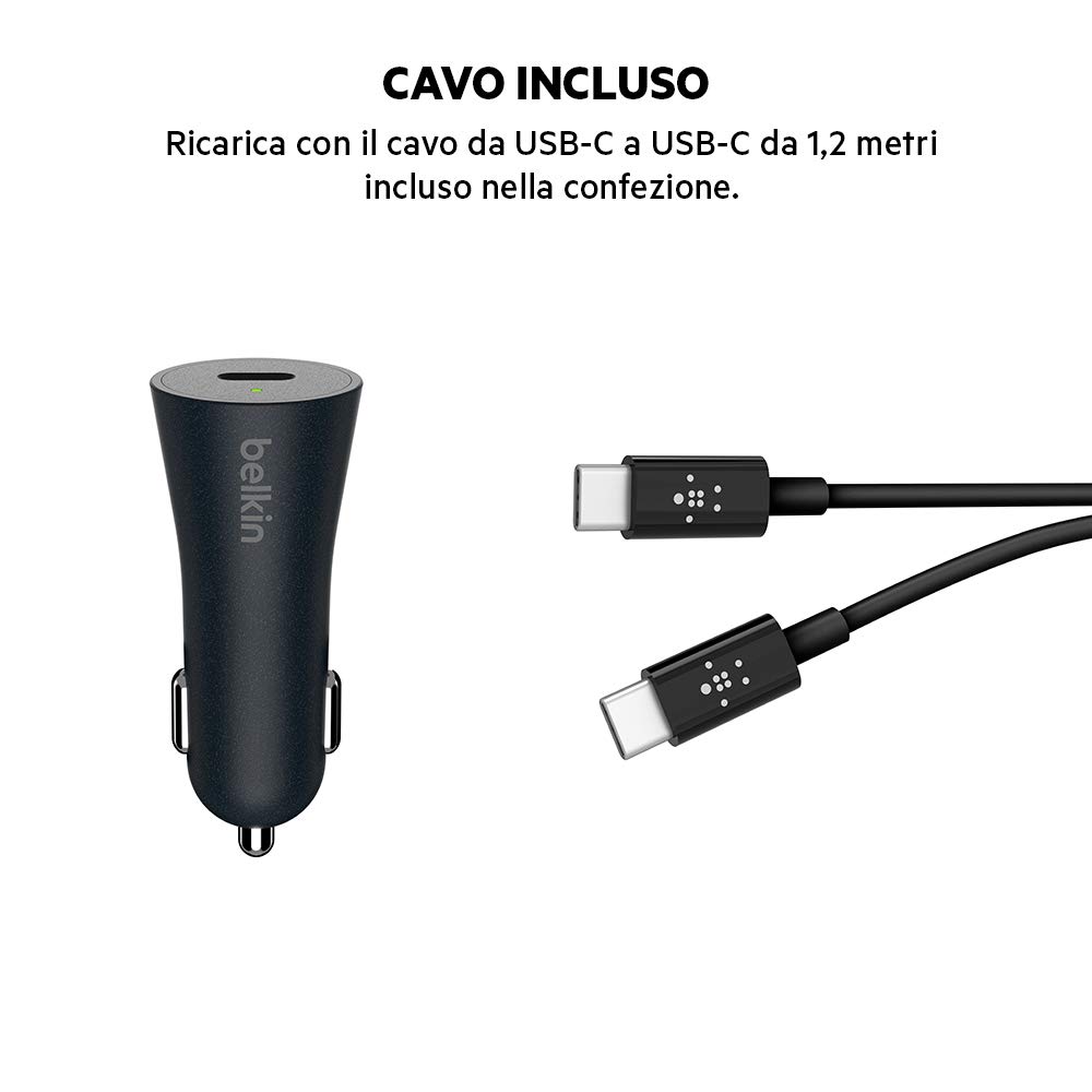 belkin-boost-up-caricatore-auto-27w-quick-charge-4-con-cavo-usb-c-a-usb-c-1-2-m- image 5