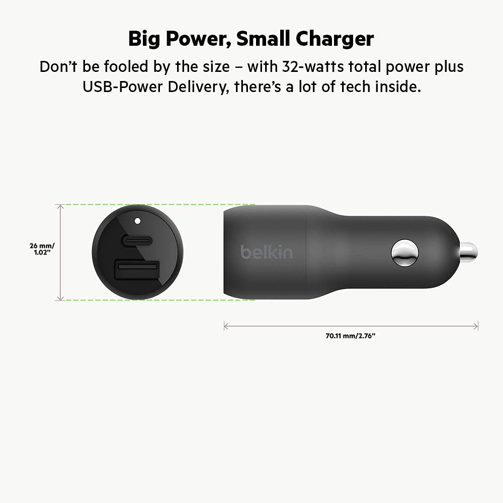 belkin-boostcharge-caricabatteria-da-auto-usb-c-32-w-con-porta-usb-a-ricarica-ra image 2