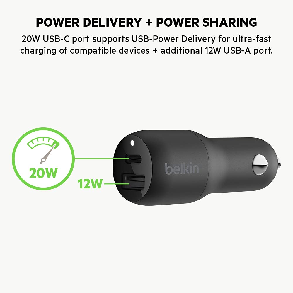 belkin-boostcharge-caricabatteria-da-auto-usb-c-32-w-con-porta-usb-a-ricarica-ra image 3