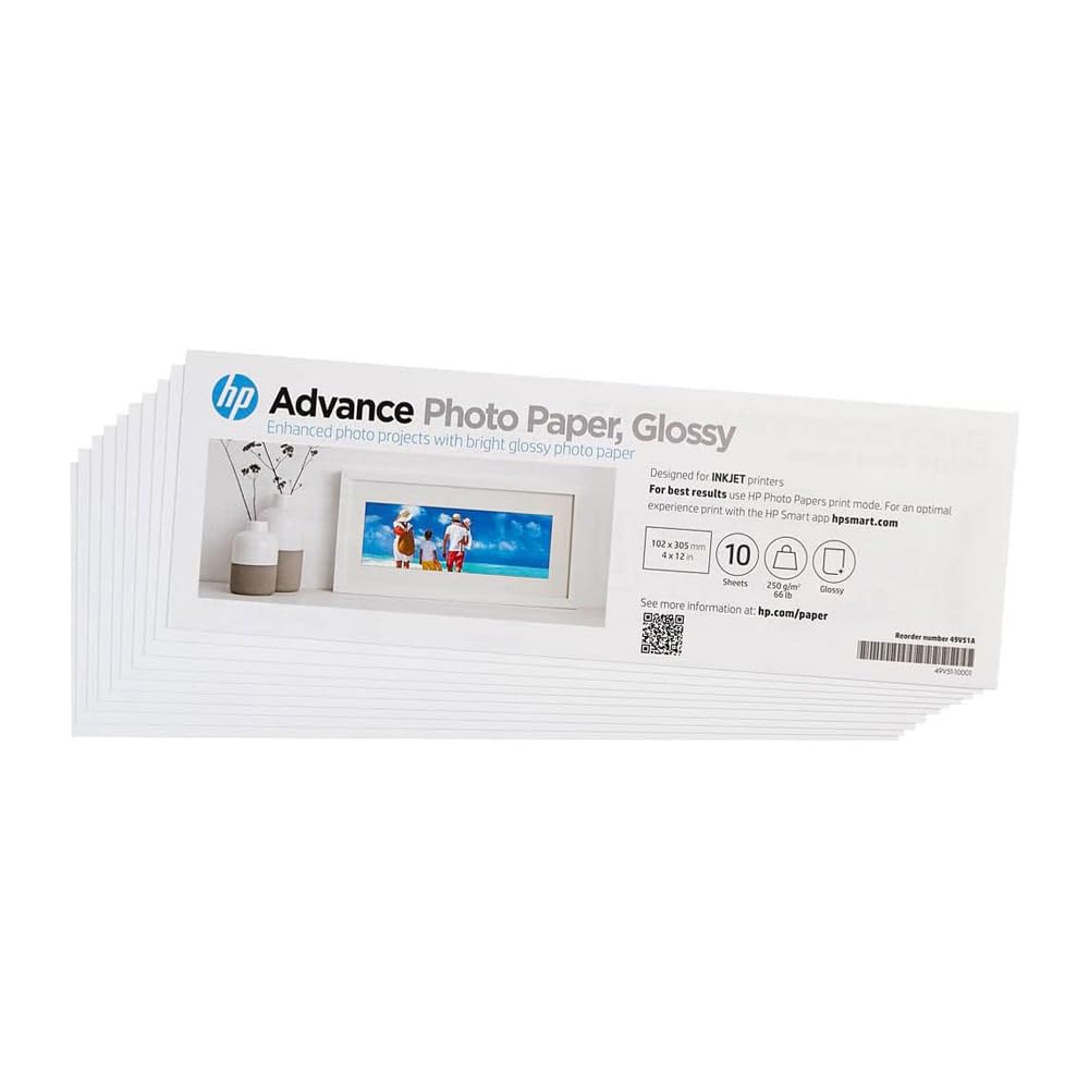 hp-advanced-49v51a-carta-fotografica-lucida-250-g-m-10x30-cm-confezione-da-10-fo image 1