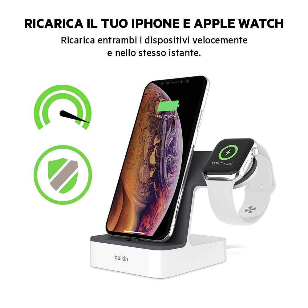 belkin-powerhouse-dock-di-ricarica-2-in-1-per-apple-watch-iphone-base-con-modulo image 2