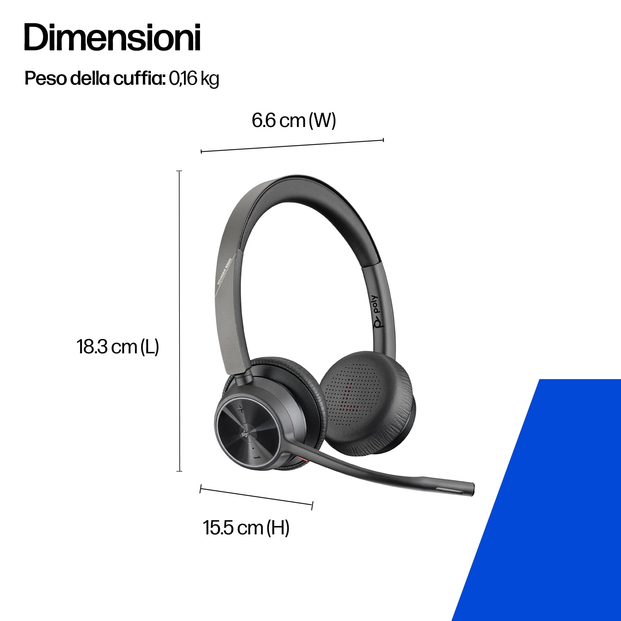 poly-voyager-4320-uc-cuffia-wireless-bluetooth-5-1-con-dongle-usb-c-bt700-microf image 2