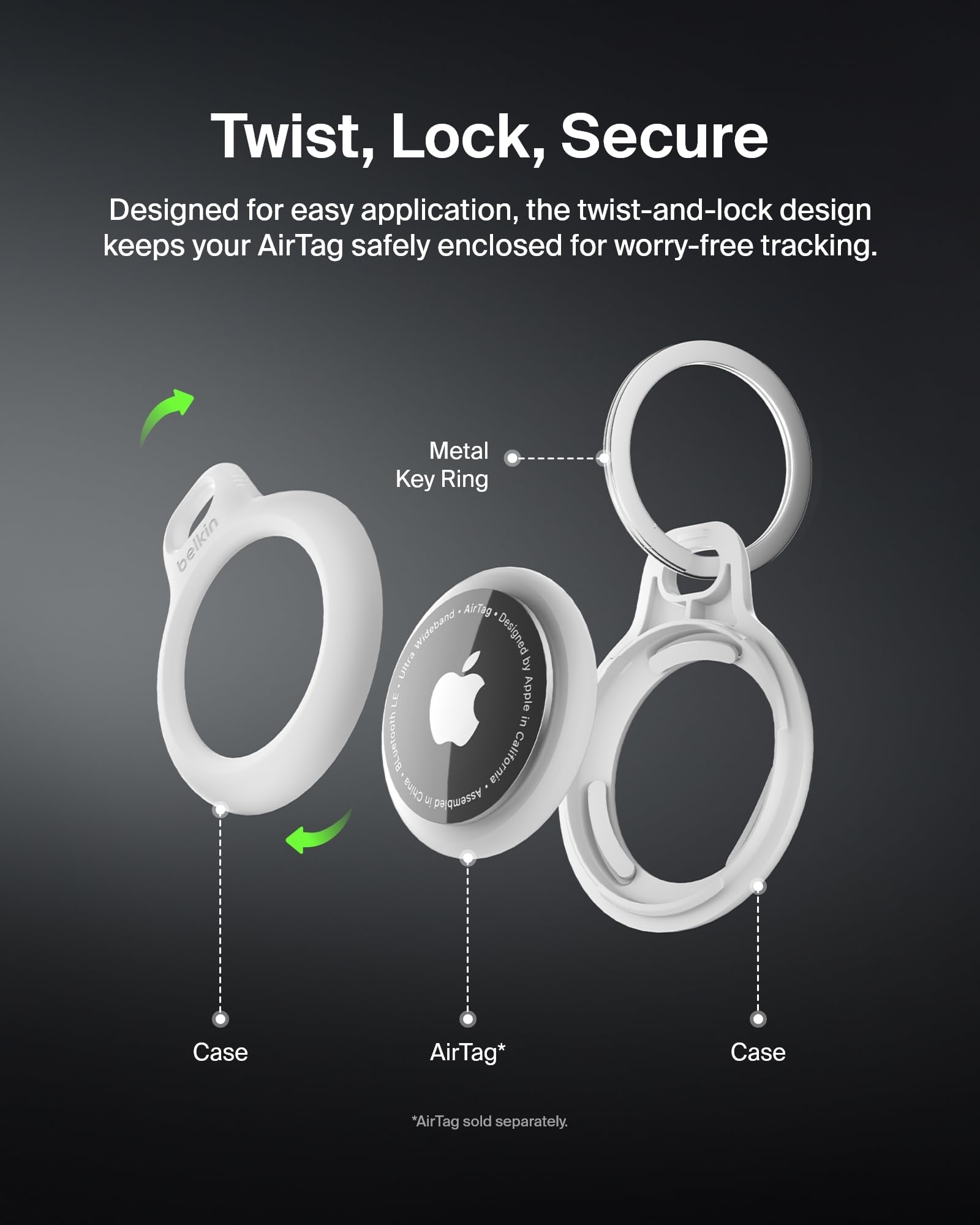 belkin-secure-holder-portachiavi-per-apple-airtag-con-anello-portachiavi-e-chius image 4