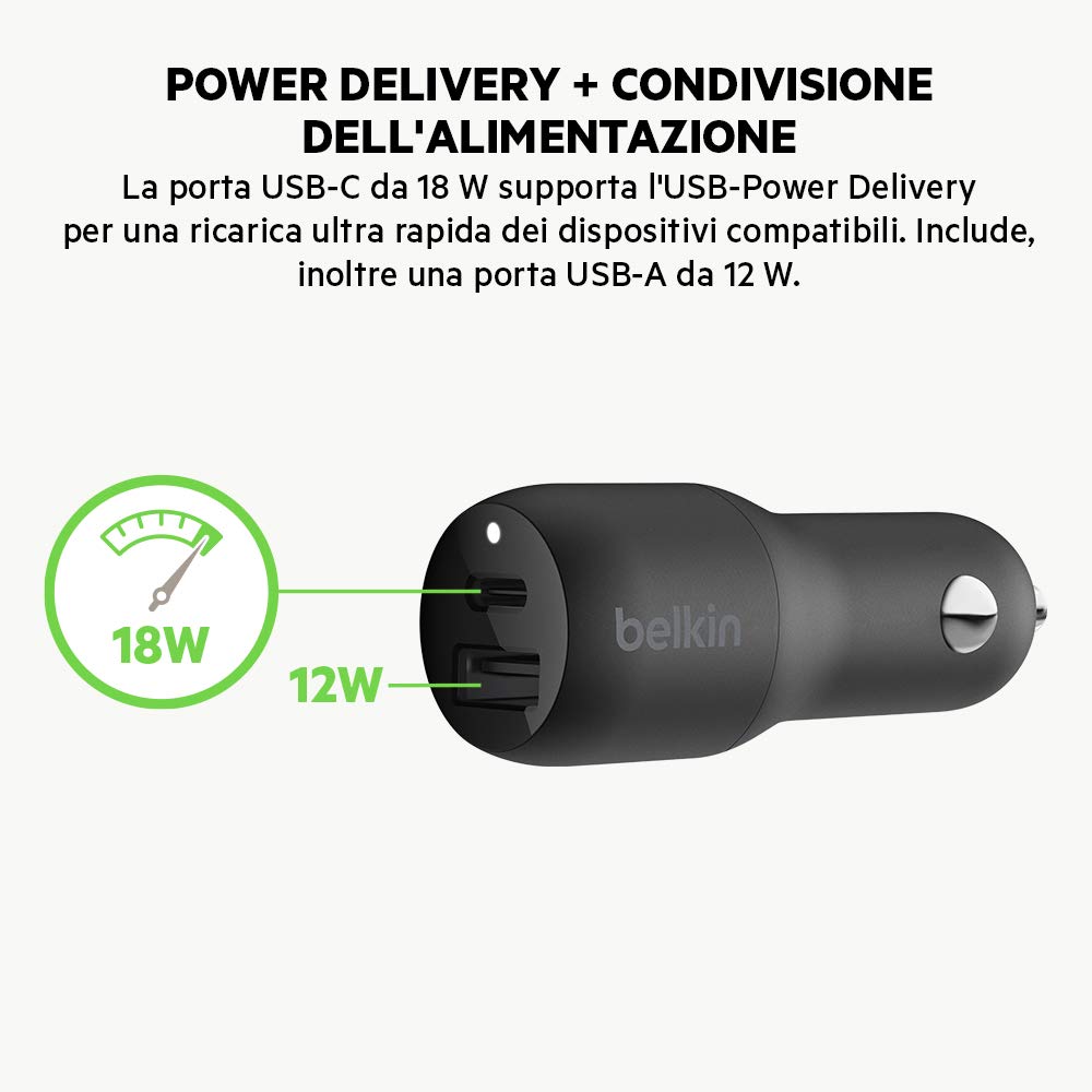 belkin-boostcharge-caricabatteria-da-auto-30-w-usb-c-pd-usb-a-ricarica-rapida-ip image 5