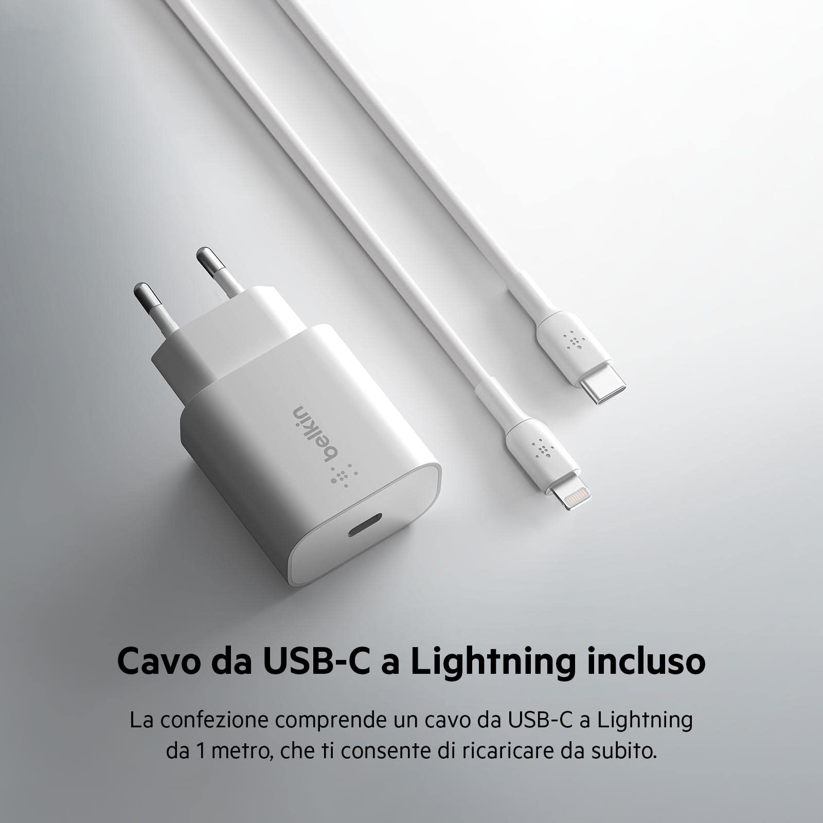belkin-25w-power-delivery-caricatore-usb-c-pd-3-0-pps-con-cavo-usb-c-lightning-r image 2