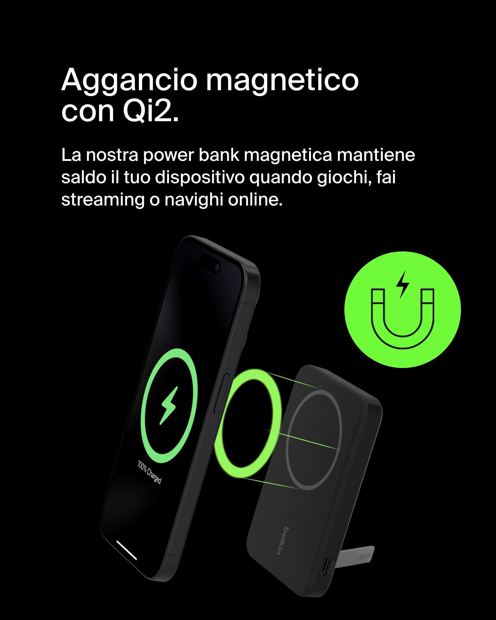 belkin-boostcharge-pro-power-bank-magnetica-5000-mah-qi2-15w-con-supporto-integr image 5