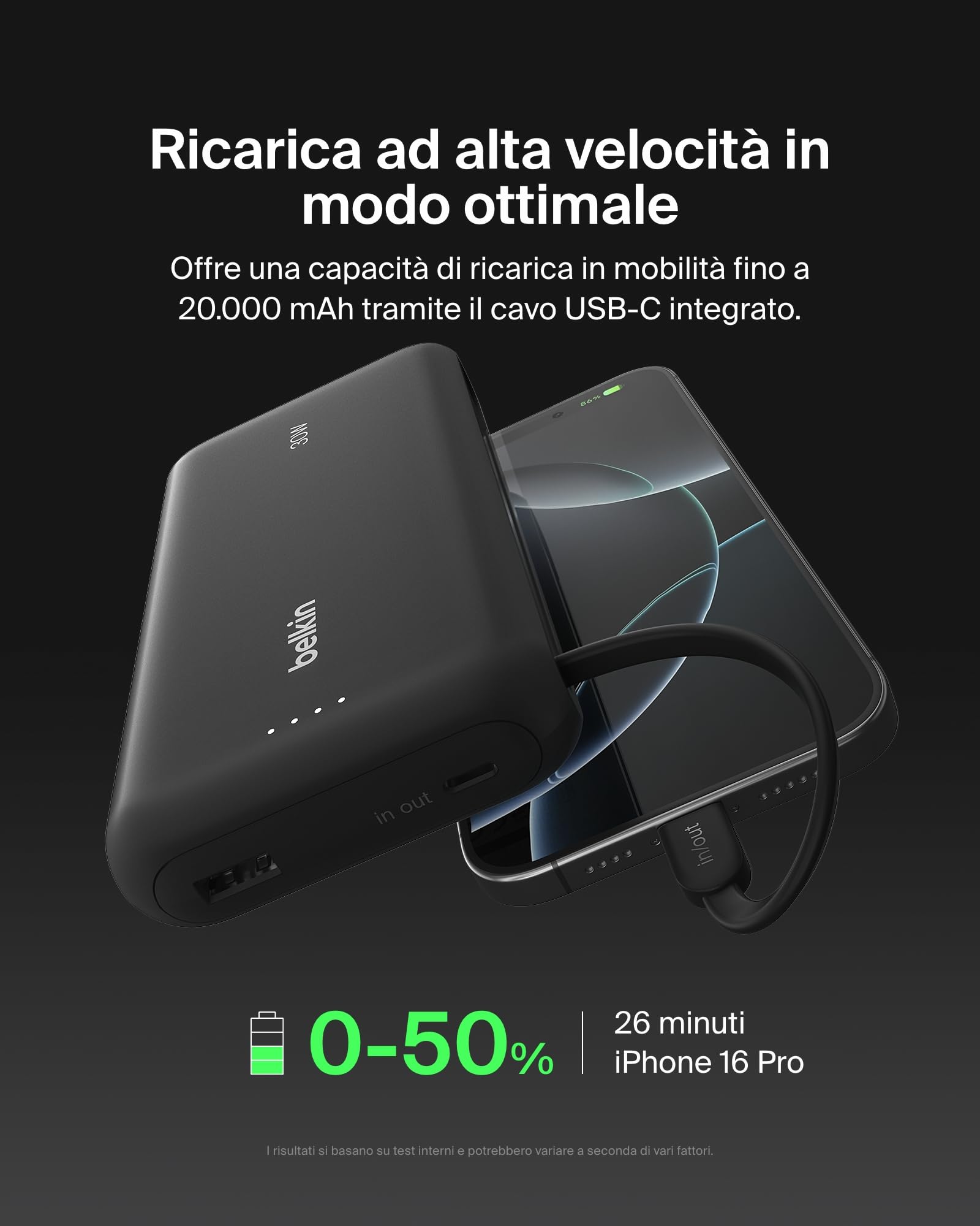 belkin-boostcharge-power-bank-20-000-mah-pd-30-w-con-cavo-usb-c-integrato-ricari image 2