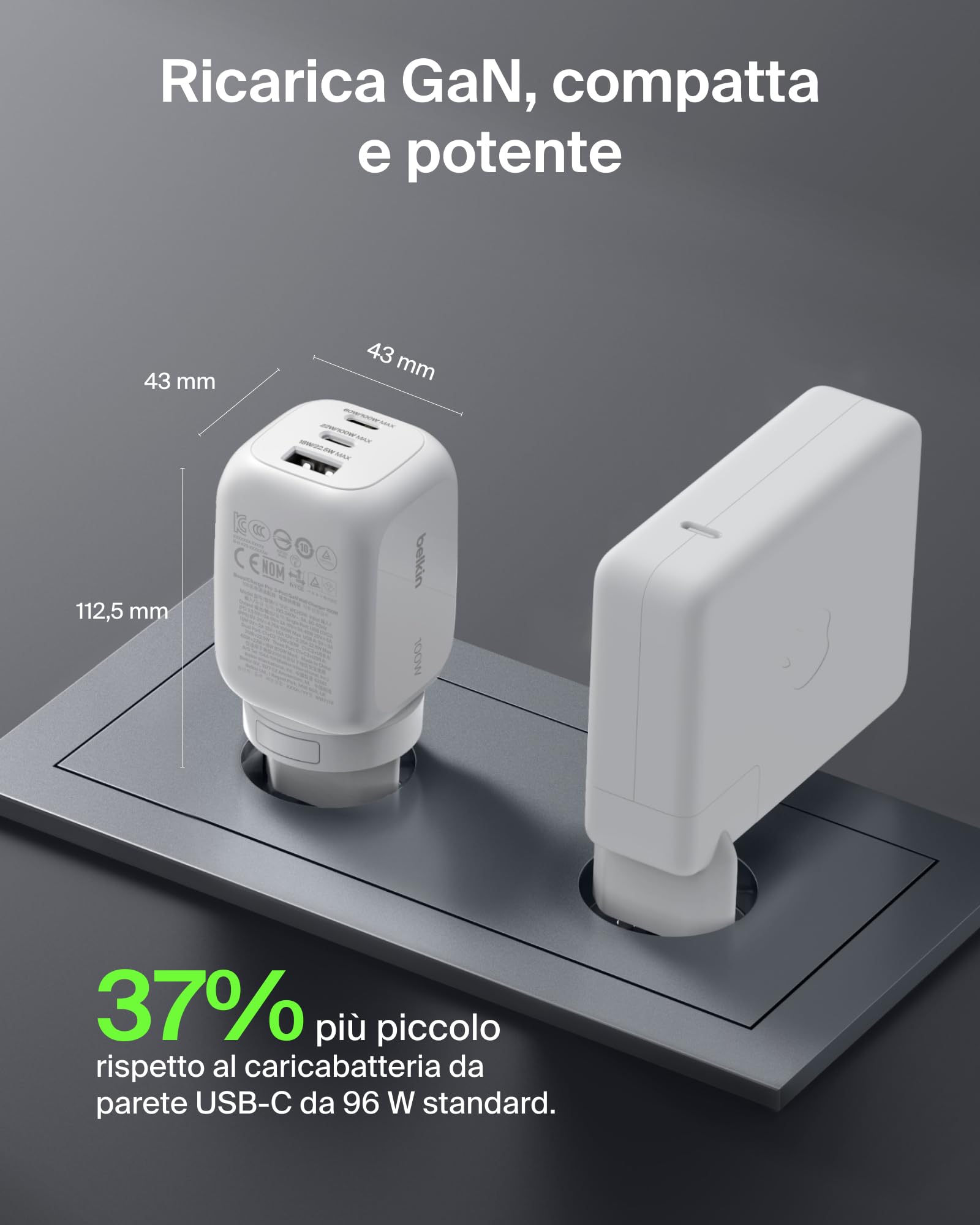 belkin-caricatore-da-parete-gan-100-w-a-3-porte-2x-usb-c-usb-a-con-spine-ue-uk-u image 5