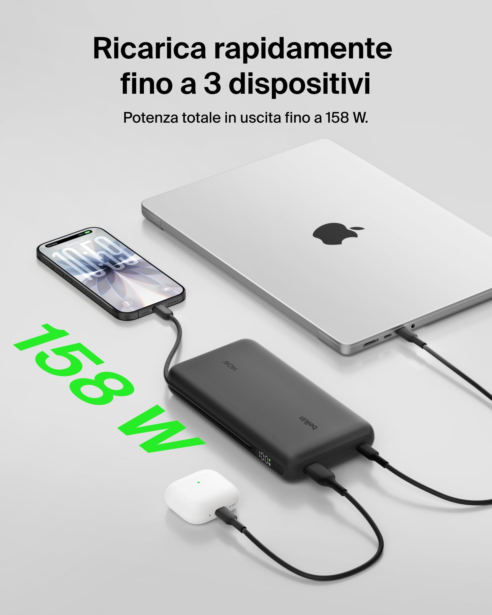belkin-ultracharge-pro-power-bank-25000mah-con-cavo-usb-c-integrato-usb-pd-158w- image 3