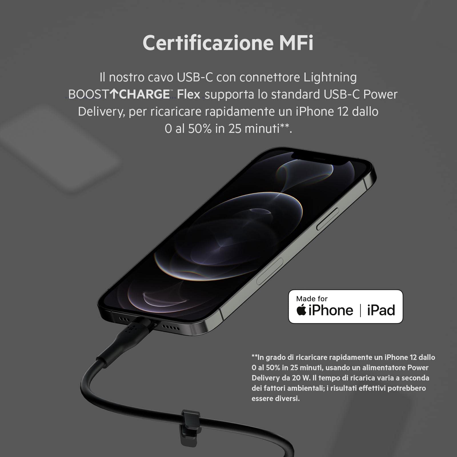 belkin-boostcharge-flex-cavo-usb-c-a-lightning-in-silicone-da-3-m-mfi-ricarica-r image 2