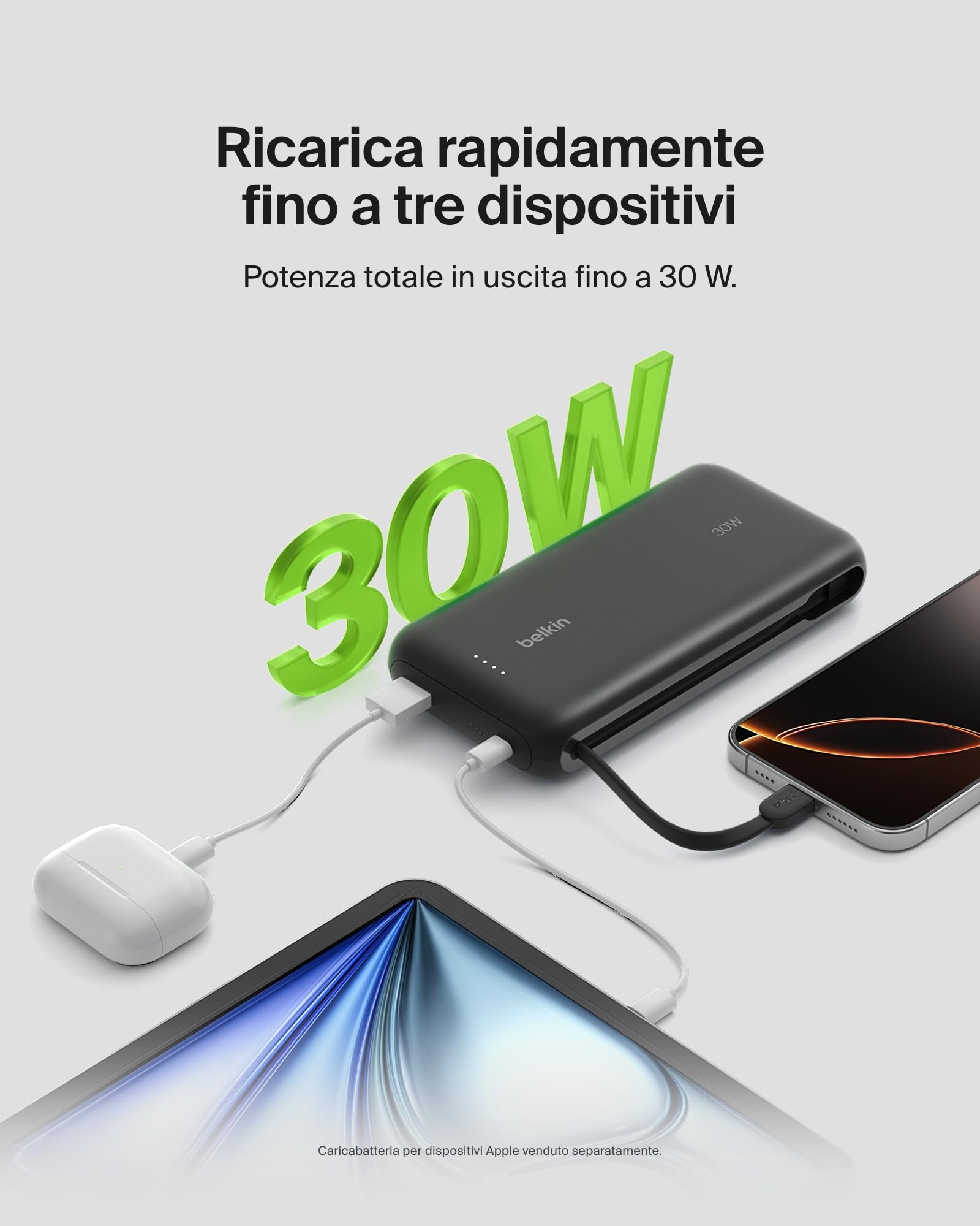belkin-boostcharge-power-bank-20-000-mah-pd-30-w-con-cavo-usb-c-integrato-ricari image 3