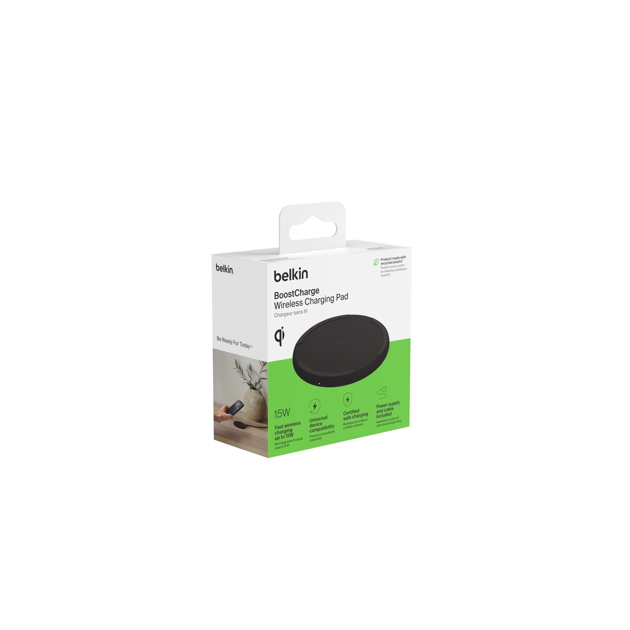 belkin-boostcharge-pad-di-ricarica-wireless-qi-15w-con-alimentatore-e-cavo-usb-c image 3