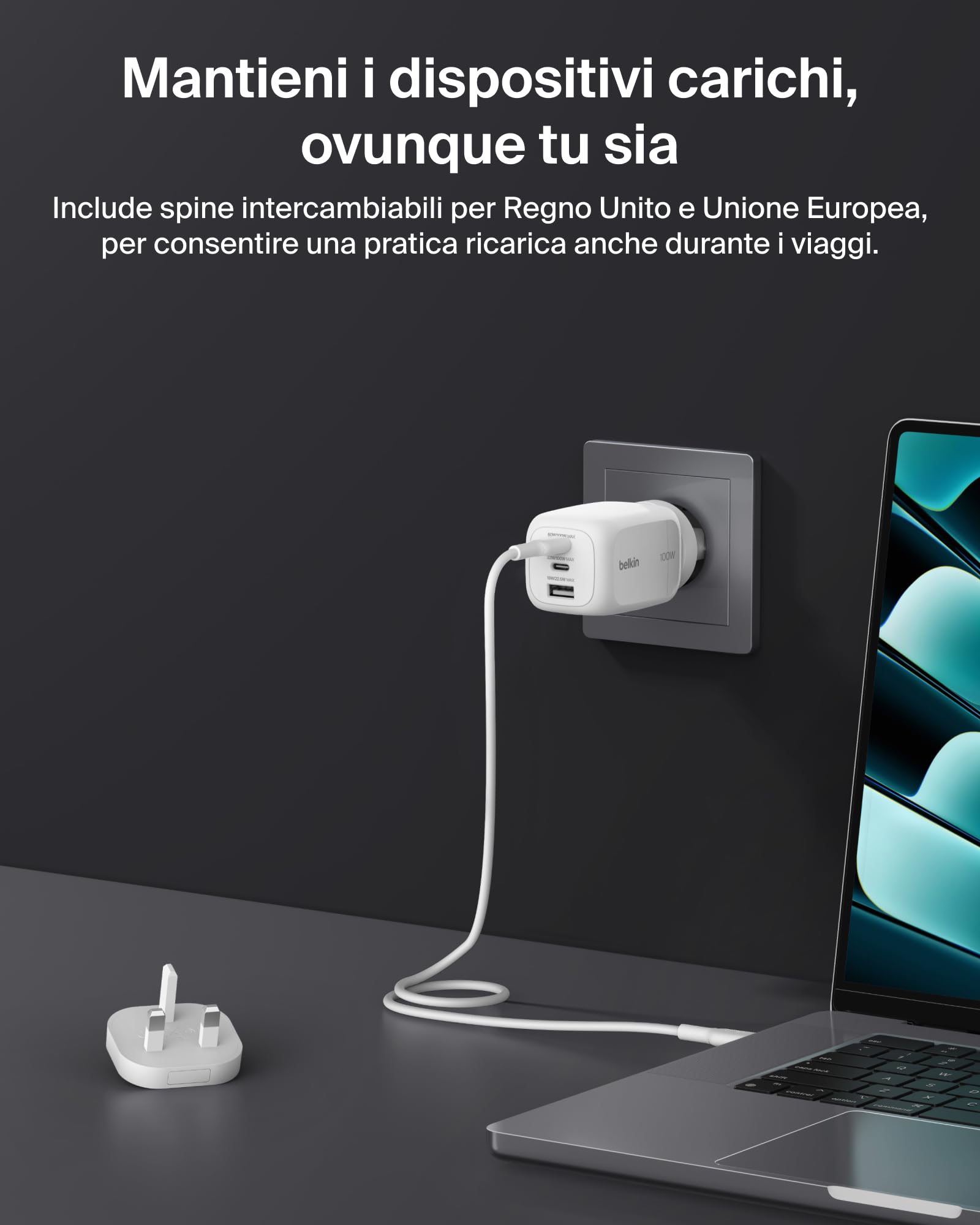 belkin-caricatore-da-parete-gan-100-w-a-3-porte-2x-usb-c-usb-a-con-spine-ue-uk-u image 3