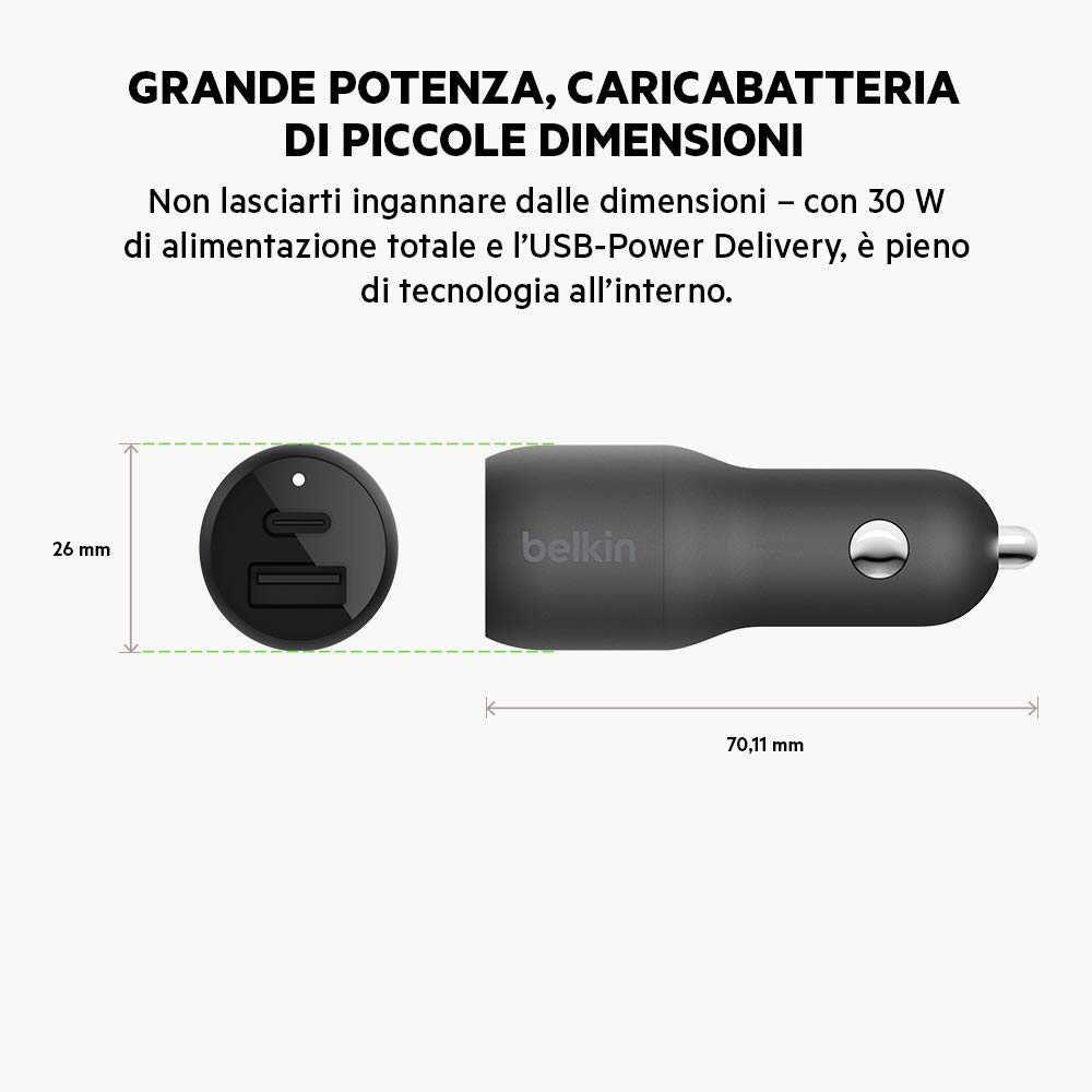belkin-boostcharge-caricabatteria-da-auto-30-w-usb-c-pd-usb-a-ricarica-rapida-ip image 6