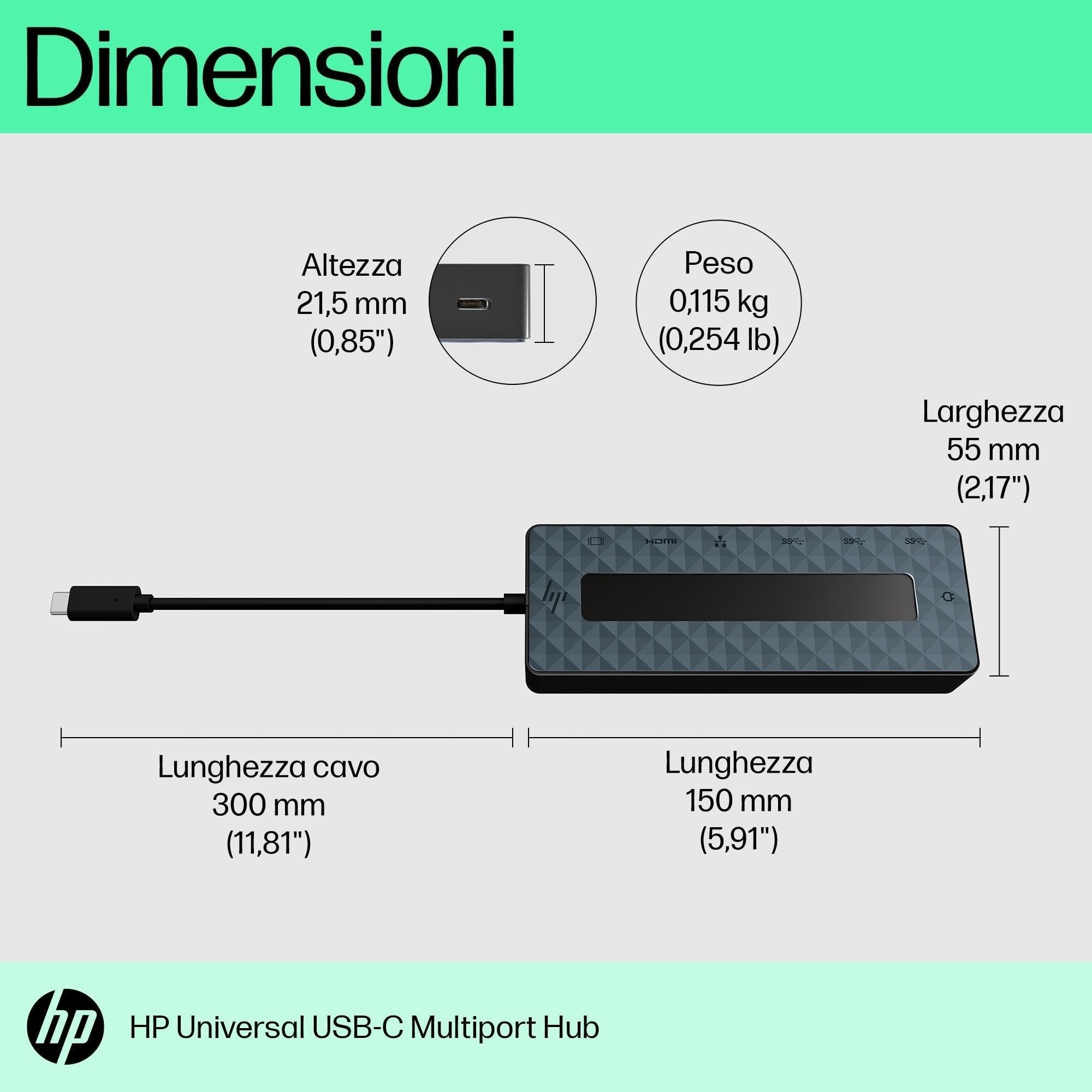 hp-hub-multiporta-usb-c-universale-adattatore-per-laptop-con-power-delivery-e-di image 3
