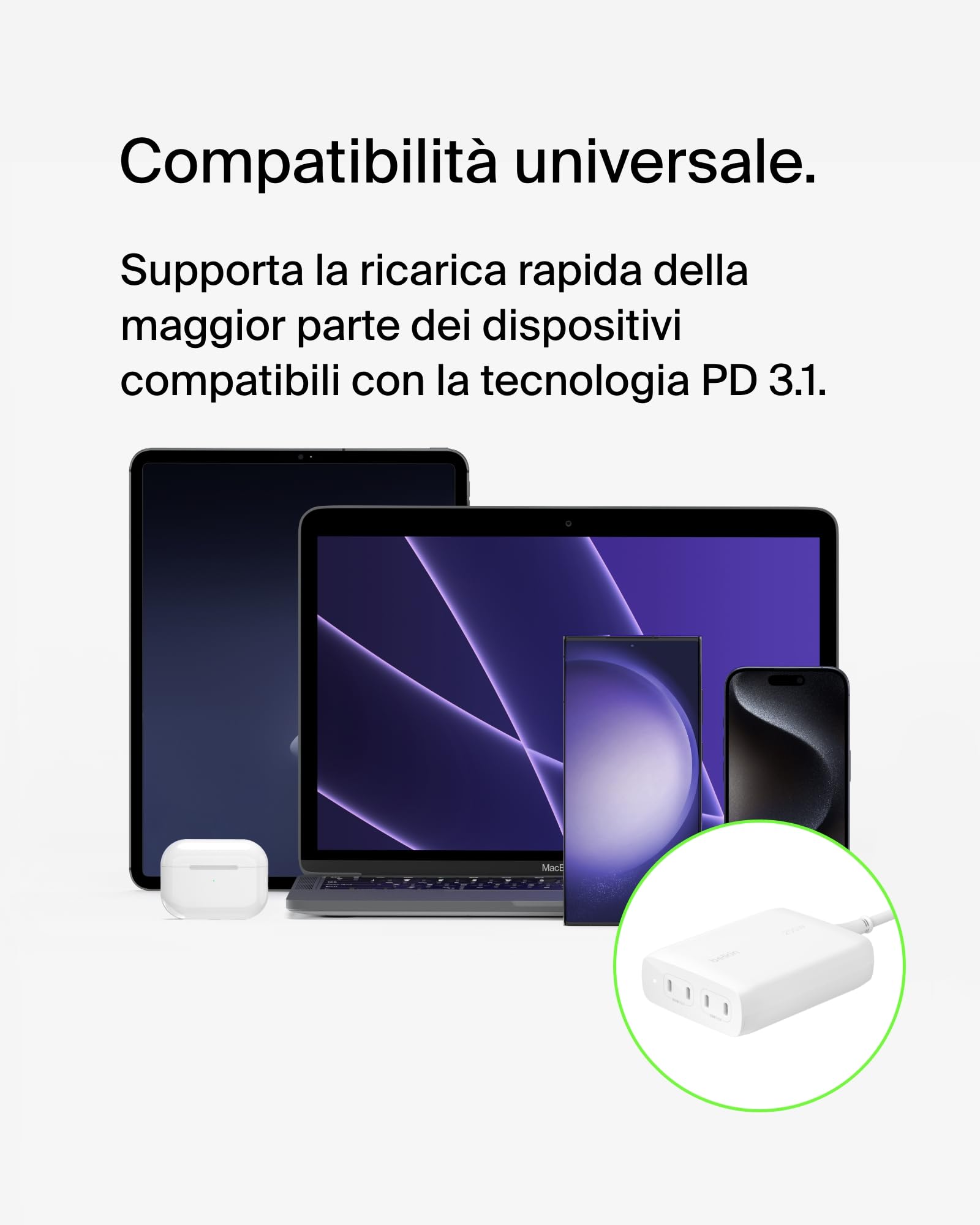 belkin-boostcharge-pro-caricabatteria-da-parete-gan-200-w-a-4-porte-usb-c-pd-3-1 image 6