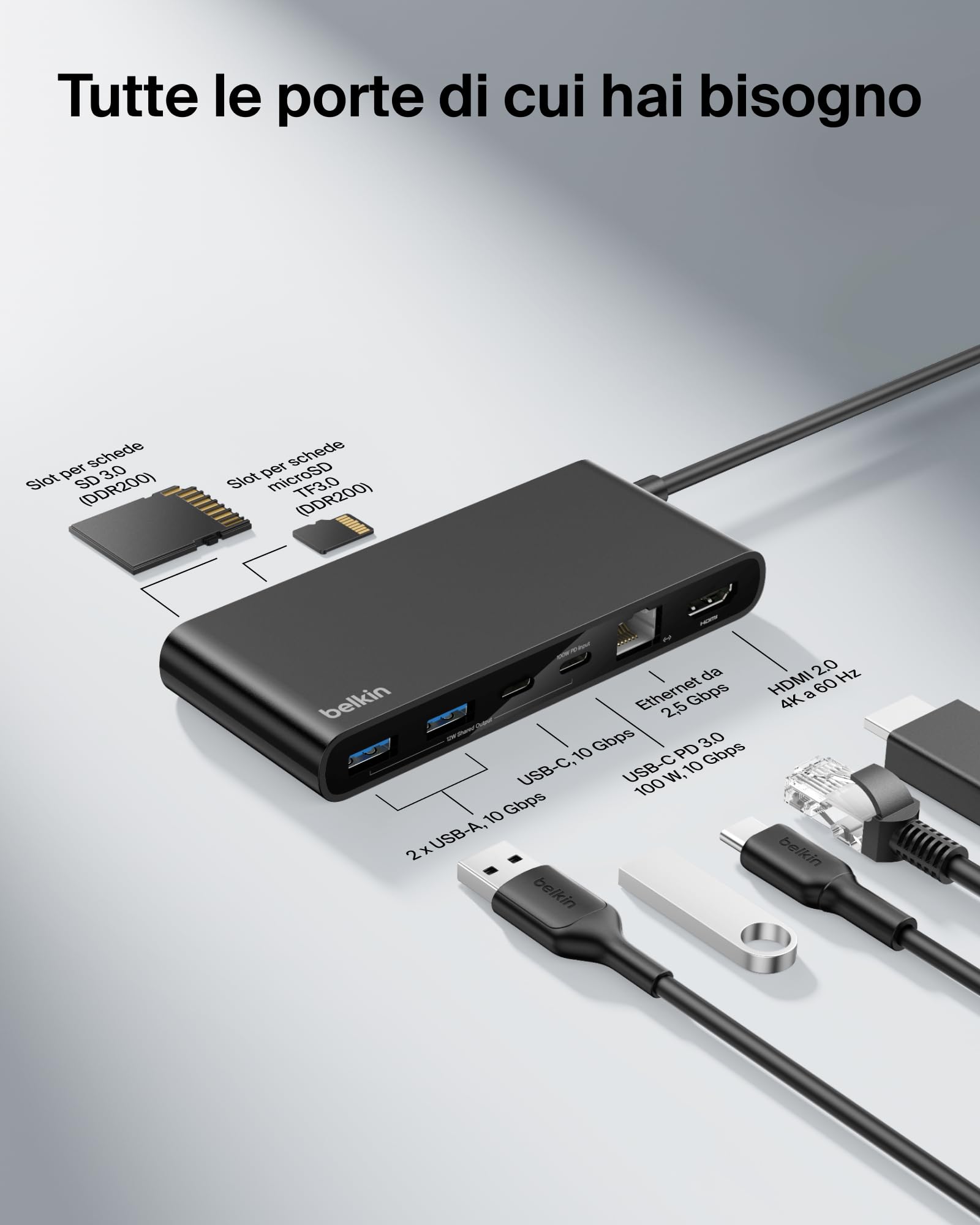 belkin-connect-hub-usb-c-a-8-porte-4k-60-hz-hdmi-100w-power-delivery-10gbps-usb- image 3