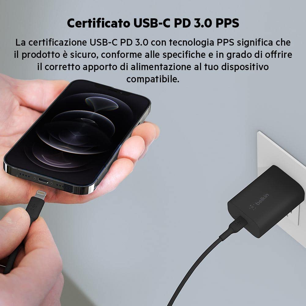 belkin-boostcharge-caricabatteria-da-parete-25-w-usb-c-pd-con-pps-ricarica-rapid image 3