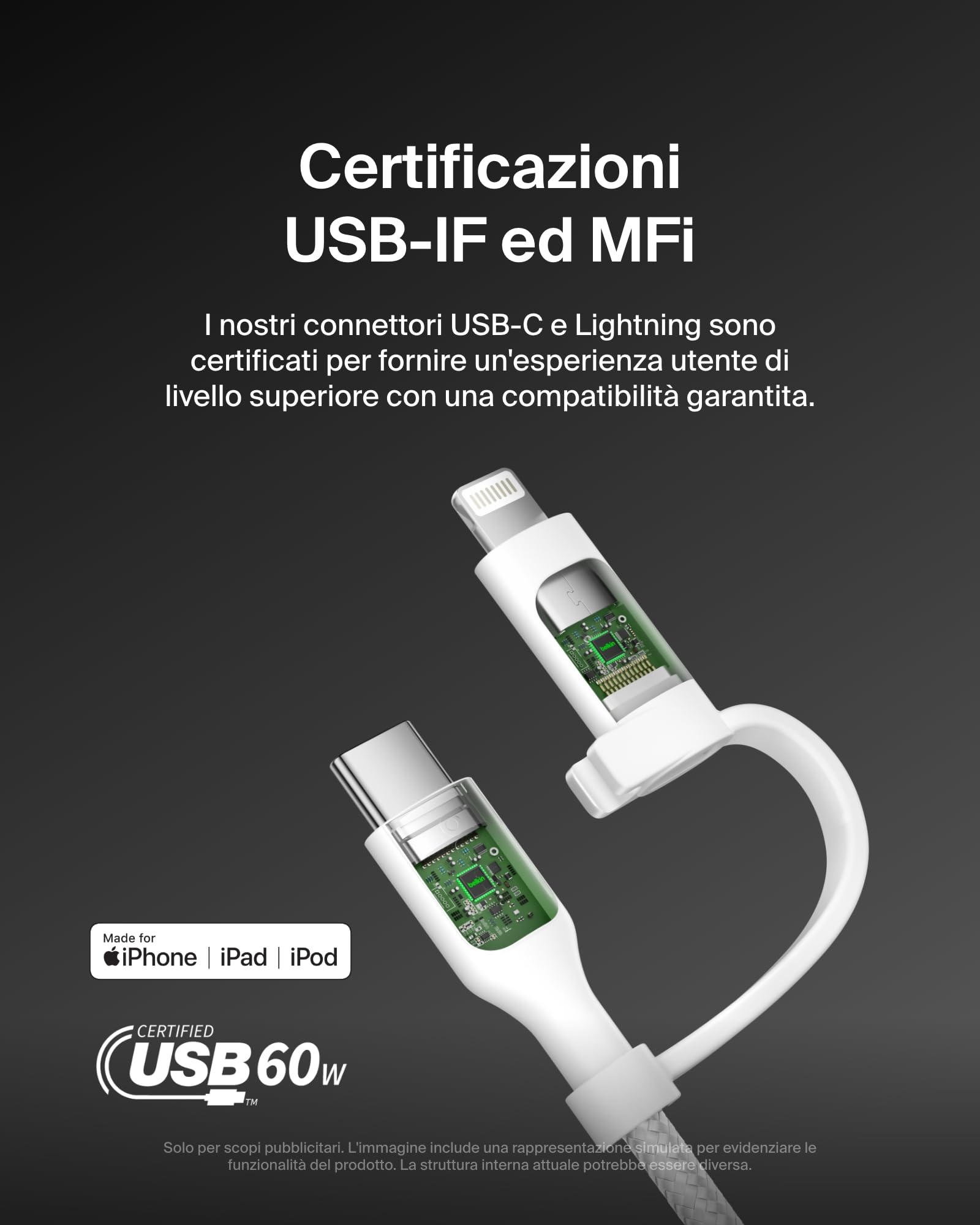belkin-boostcharge-cavo-di-ricarica-2-in-1-usb-c-e-lightning-intrecciato-60-w-ri image 3