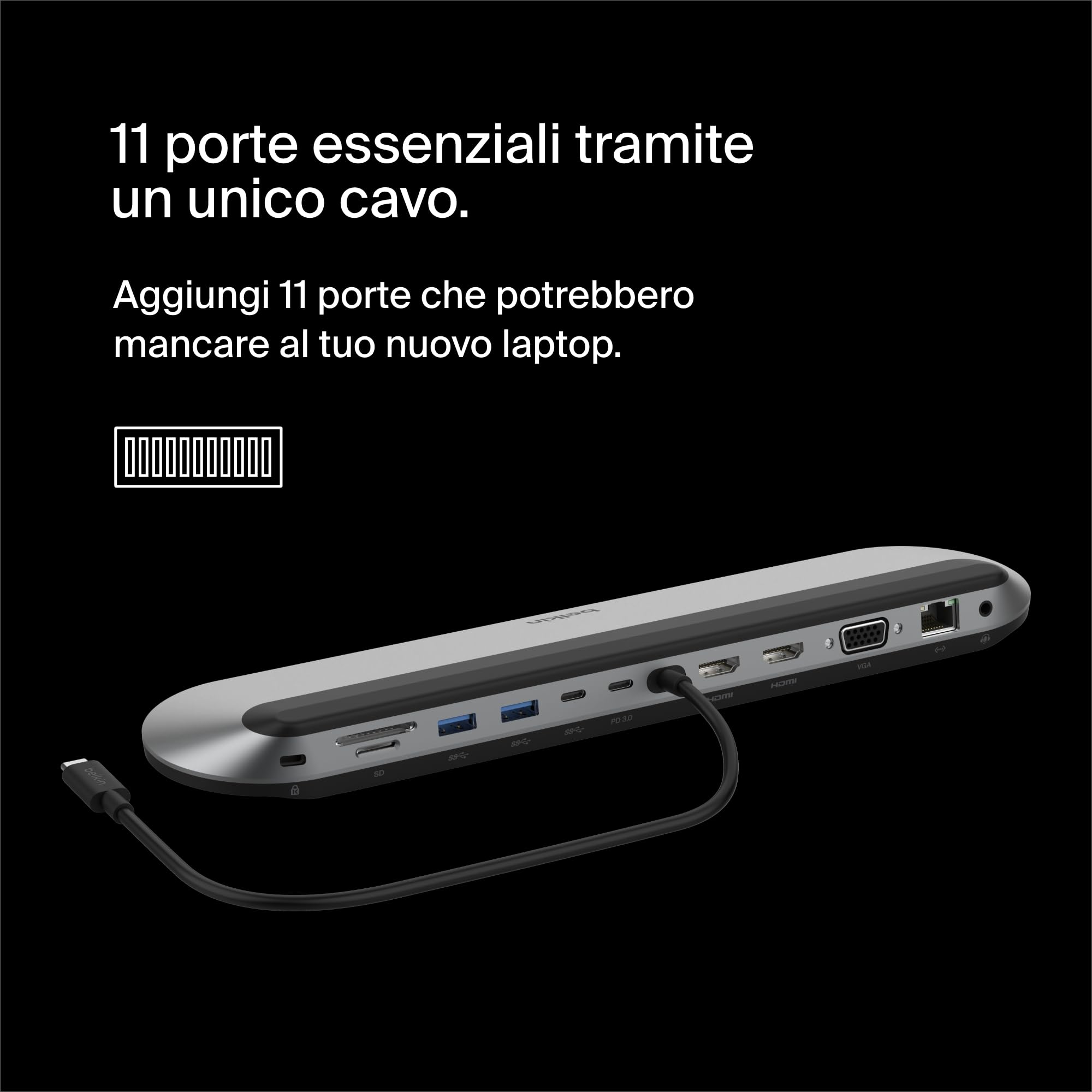 belkin-connect-dock-pro-11-in-1-usb-c-docking-station-con-supporto-3-monitor-hdm image 2