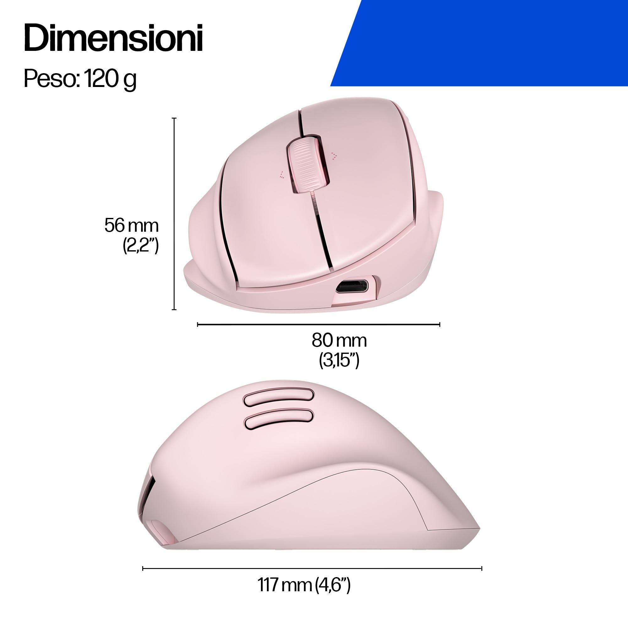 hp-tilt-720m-mouse-wireless-ergonomico-semi-verticale-a-21-con-bluetooth-e-dongl image 7